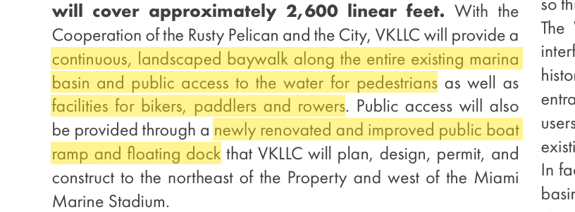 RFP response excerpt listing public waterfront amenities