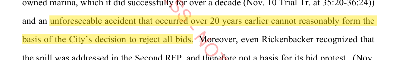 Court finding describing an unforeseeable accident